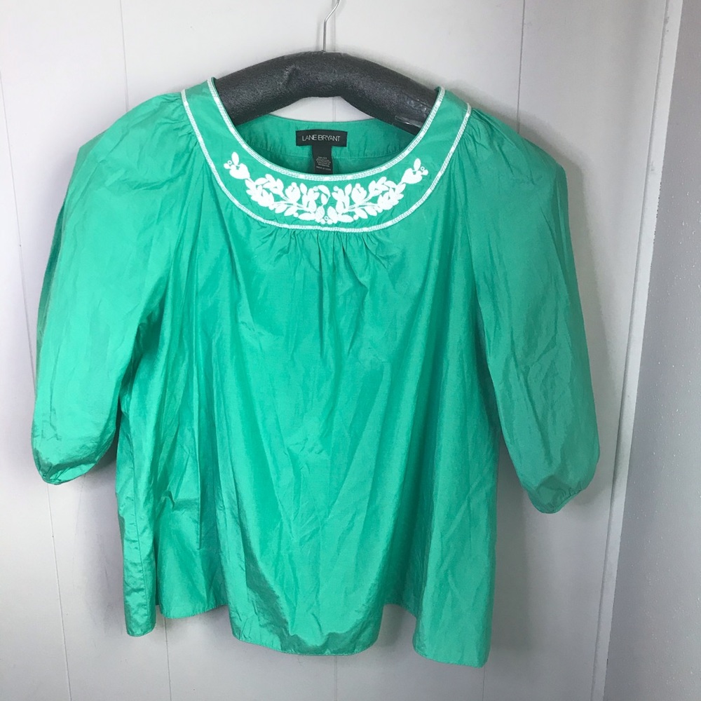 Lane Bryant green peasant boho shirt top 22/24